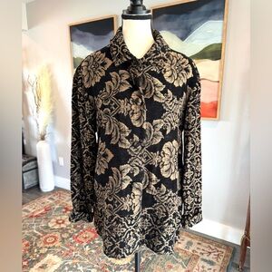 Coldwater Creek Black and Gold Tapestry Jacket